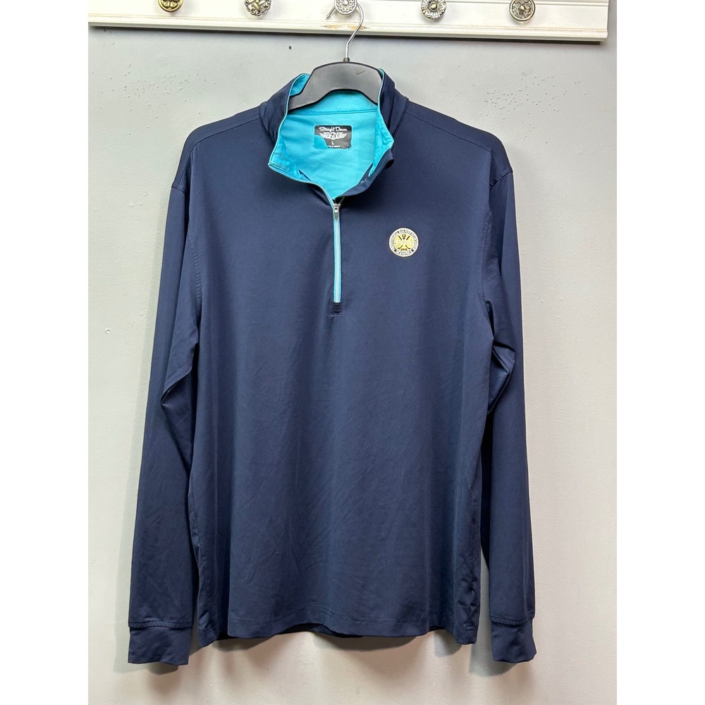 Straight Down‎ Pullover Mens L Navy PGA 1/4 Zip Golf Performance Long Sleeve Top